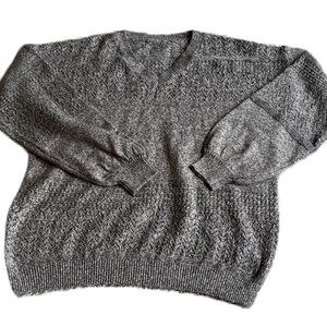 SHEWIN XL Women's Brown Sweaters Long Sleeve V Neck Lightweight Crochet Pullover